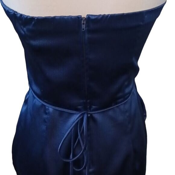 Teeze Me Strapless Mini Dress Front Button Fold Detail Royal Blue Size 9 Junior - Picture 4 of 10